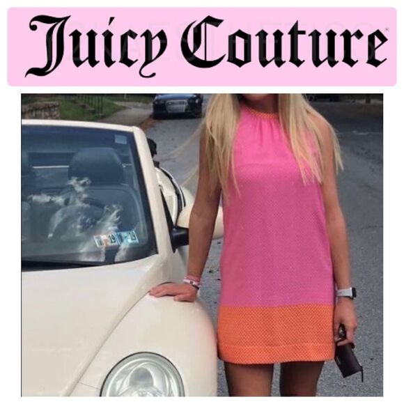 ‎Juicy Couture Pink/Orange Sleeveless Tie Neck Shift Dress -- 10 - Picture 1 of 11